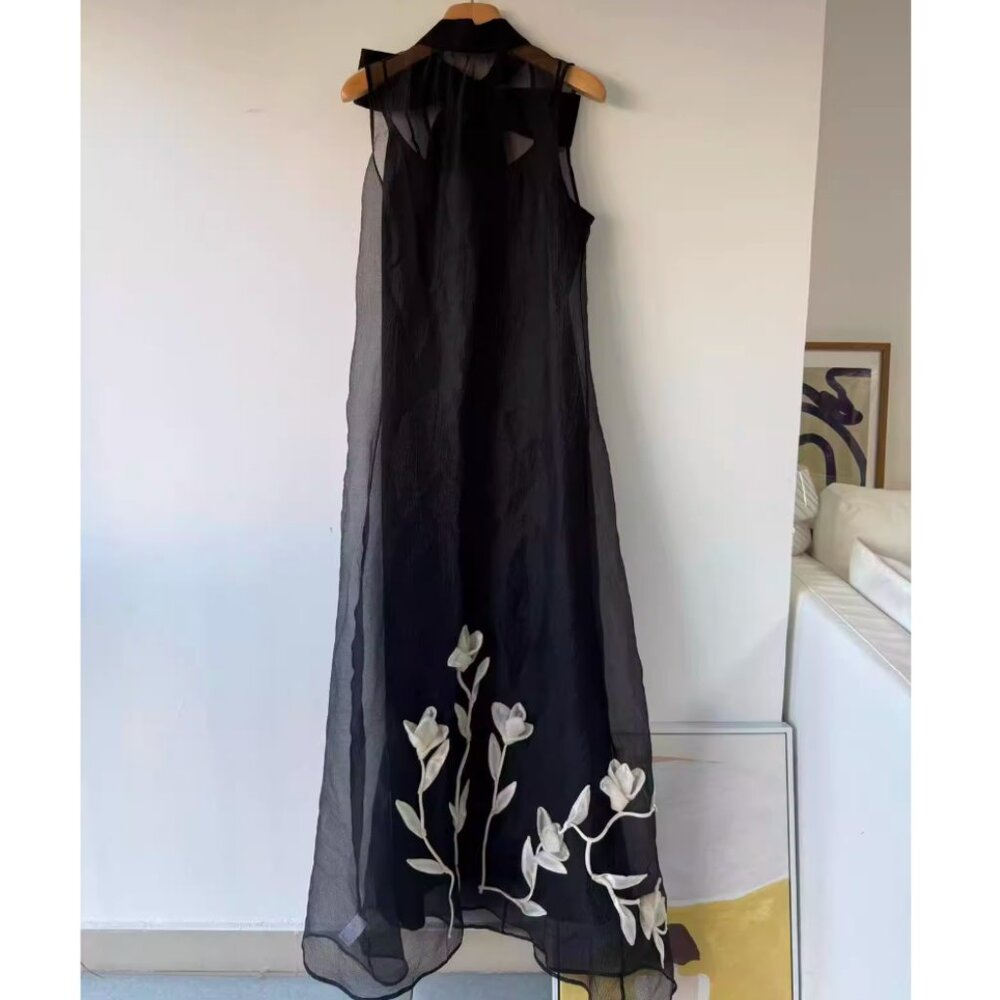 NEW STAUD Albee Maxi Dress Gown XSmall Black White Floral Cocktail *Cover Only* - Picture 3 of 8